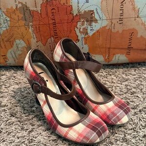 Plaid Mary Jane Heels with Buckle